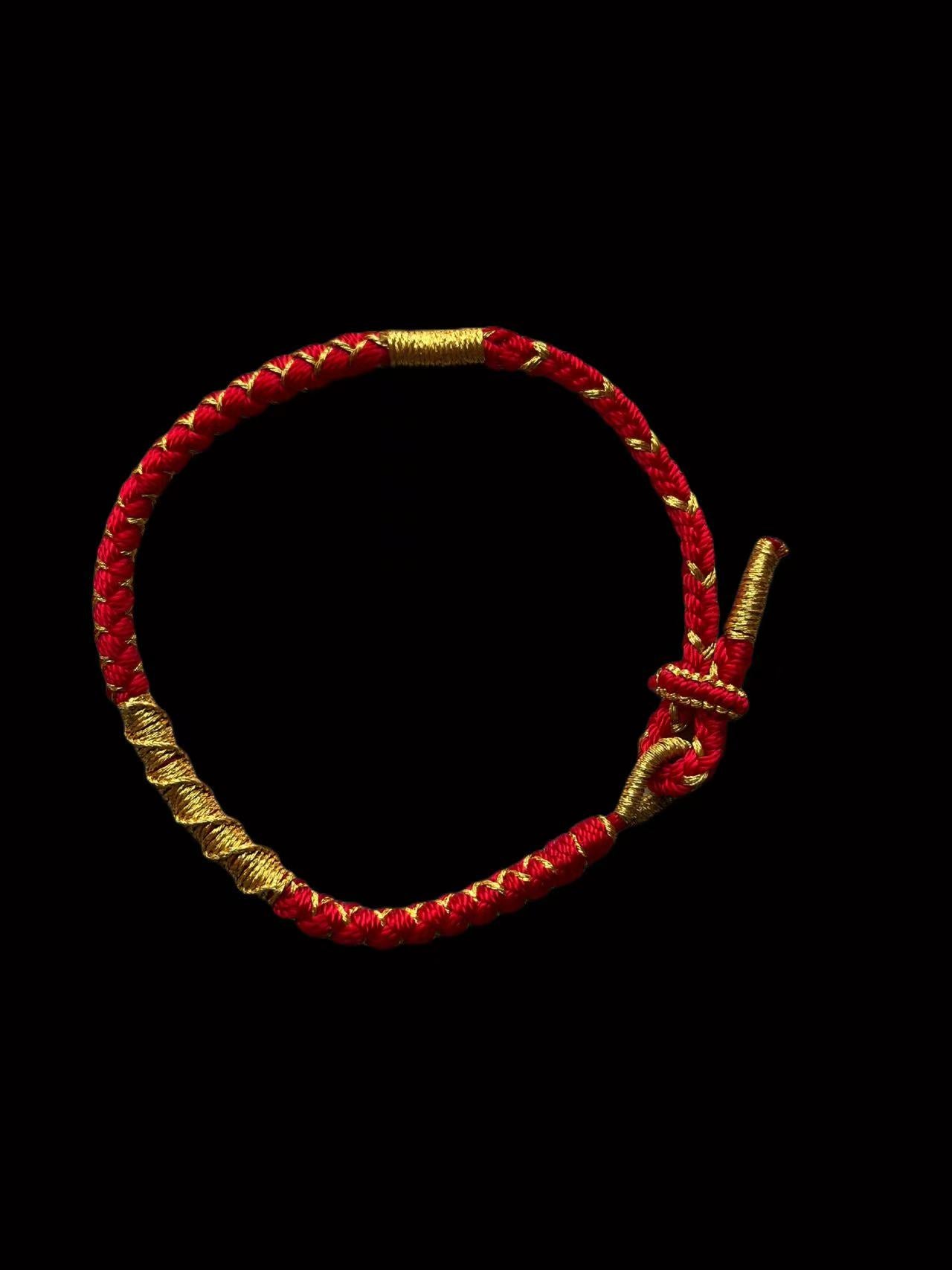 Red String Bracelet with Dragon Scale Knot | Lucky Charm, Handwoven & Blessed