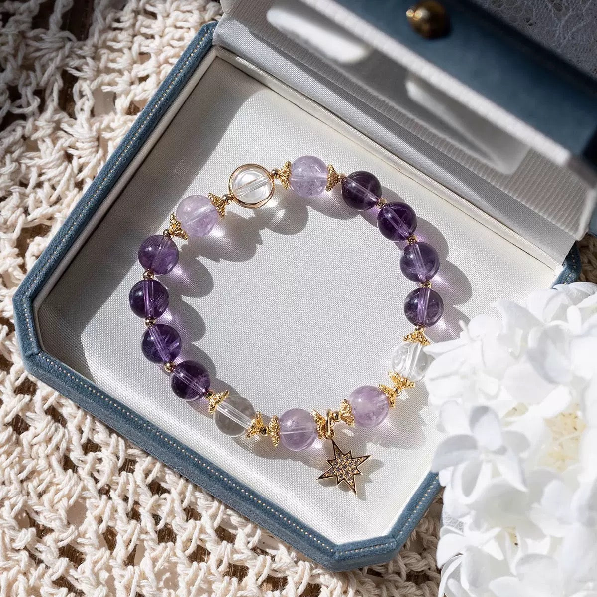 Nine Purple Fire Bracelet –Healing Stones Yoga Bead Bracelet Calming Stretch Bracelet Stress Relief Gifts For Women