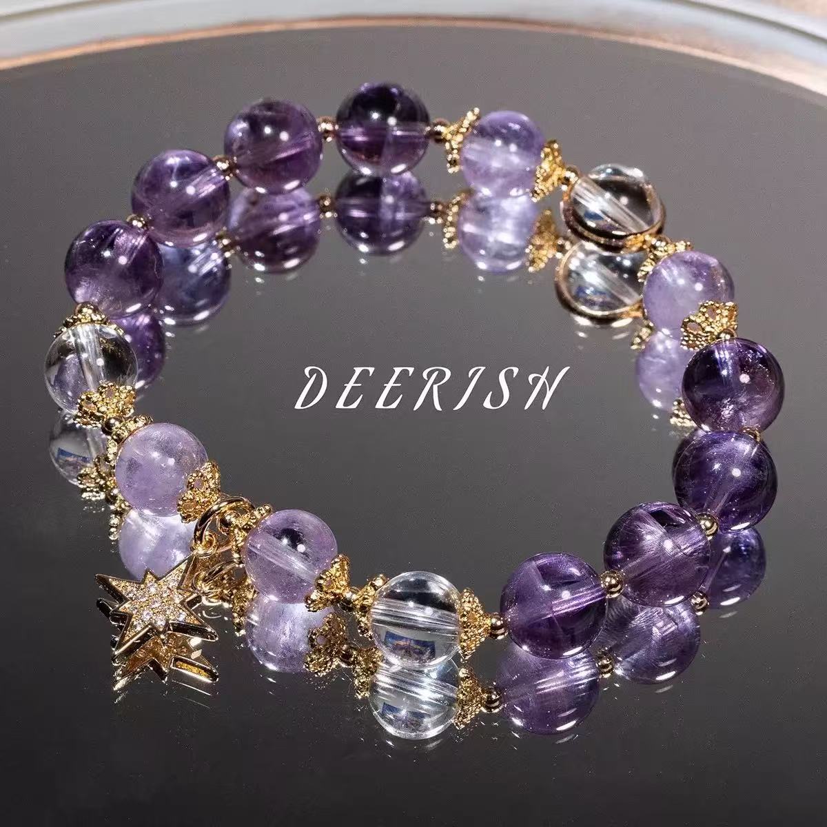 Nine Purple Fire Bracelet –Healing Stones Yoga Bead Bracelet Calming Stretch Bracelet Stress Relief Gifts For Women