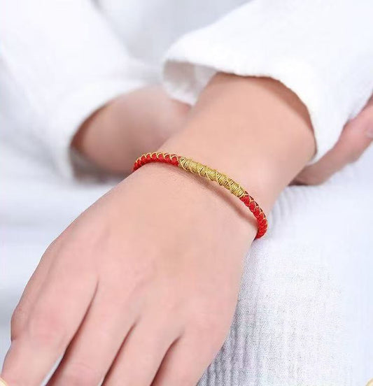 Red String Bracelet with Dragon Scale Knot | Lucky Charm, Handwoven & Blessed