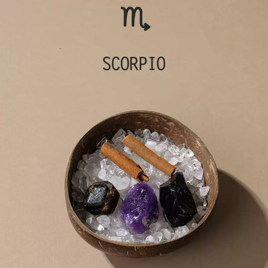 SCORPIO Natural Coconut Bowl- Crystal Healing Set