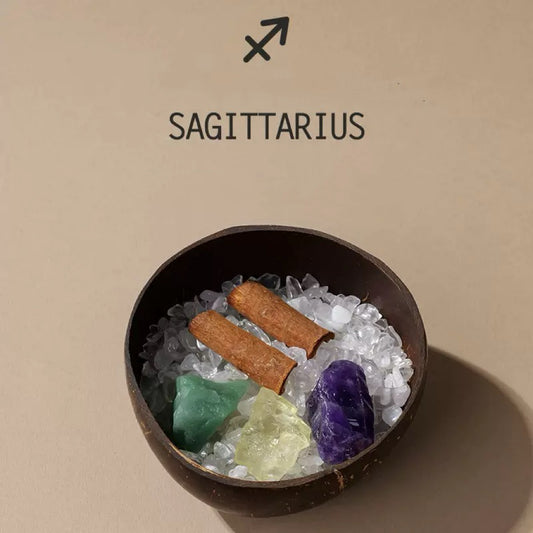 Sagittarius Natural Coconut Bowl- Crystal Healing Set