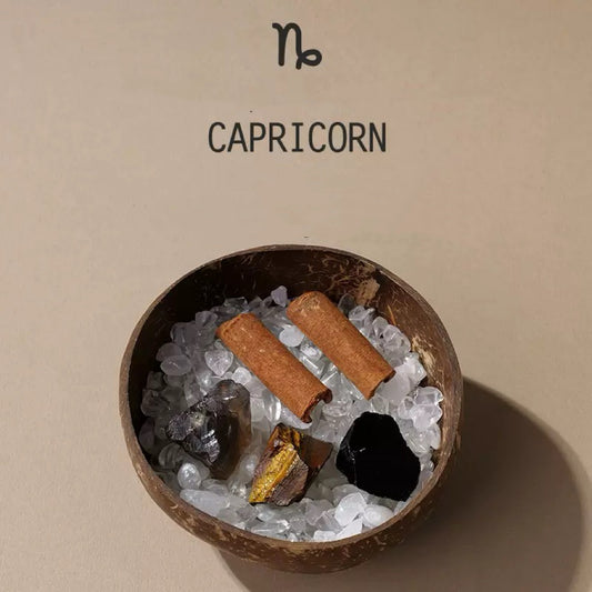 CAPRICORN Natural Coconut Bowl - Crystal Healing Set