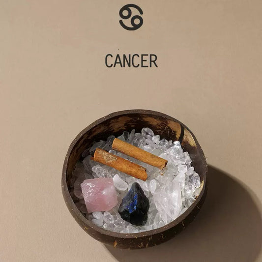 Cancer Natural Coconut Bowl- Crystal Healing Set