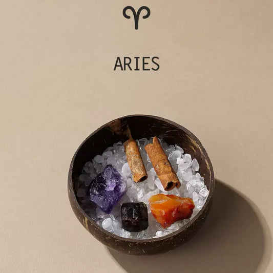 Aries Natural Coconut Bowl- Crystal Healing Set