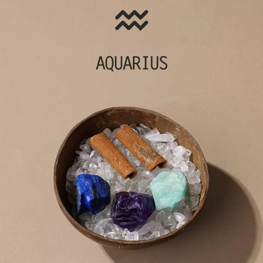 Aquarius Natural Coconut Bowl- Crystal Healing Set