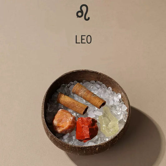 LEO Natural Coconut Bowl - Crystal Healing Set