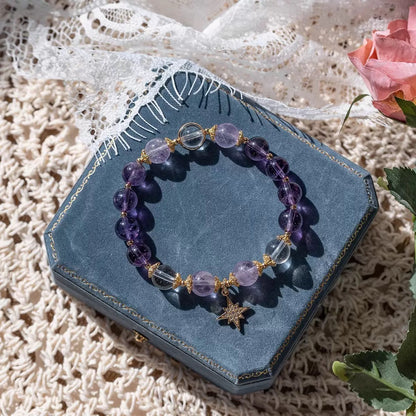 Nine Purple Fire Bracelet –Healing Stones Yoga Bead Bracelet Calming Stretch Bracelet Stress Relief Gifts For Women
