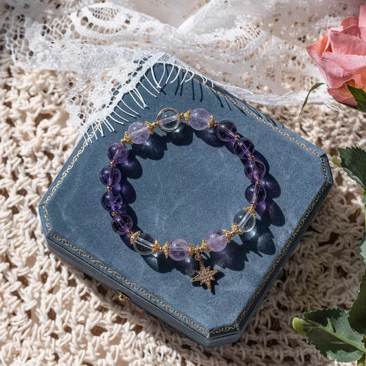Nine Purple Fire Bracelet –Healing Stones Yoga Bead Bracelet Calming Stretch Bracelet Stress Relief Gifts For Women