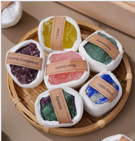 Crystals and Healing Stones,6 Pcs Healing Crystals Set,7 Raw Chakra Crystal Stones Kits Pyramid,Crystals Kits, Natural Selenite Reiki Real Crystal with Wooden Box,Crystal Gifts for Women