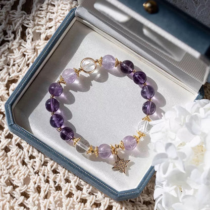 Nine Purple Fire Bracelet –Healing Stones Yoga Bead Bracelet Calming Stretch Bracelet Stress Relief Gifts For Women