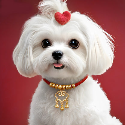 Health pet charm-Natural Fabric Pet Dog Collar Cute Wedding Puppy Necklace for Small Medium Large Dog
